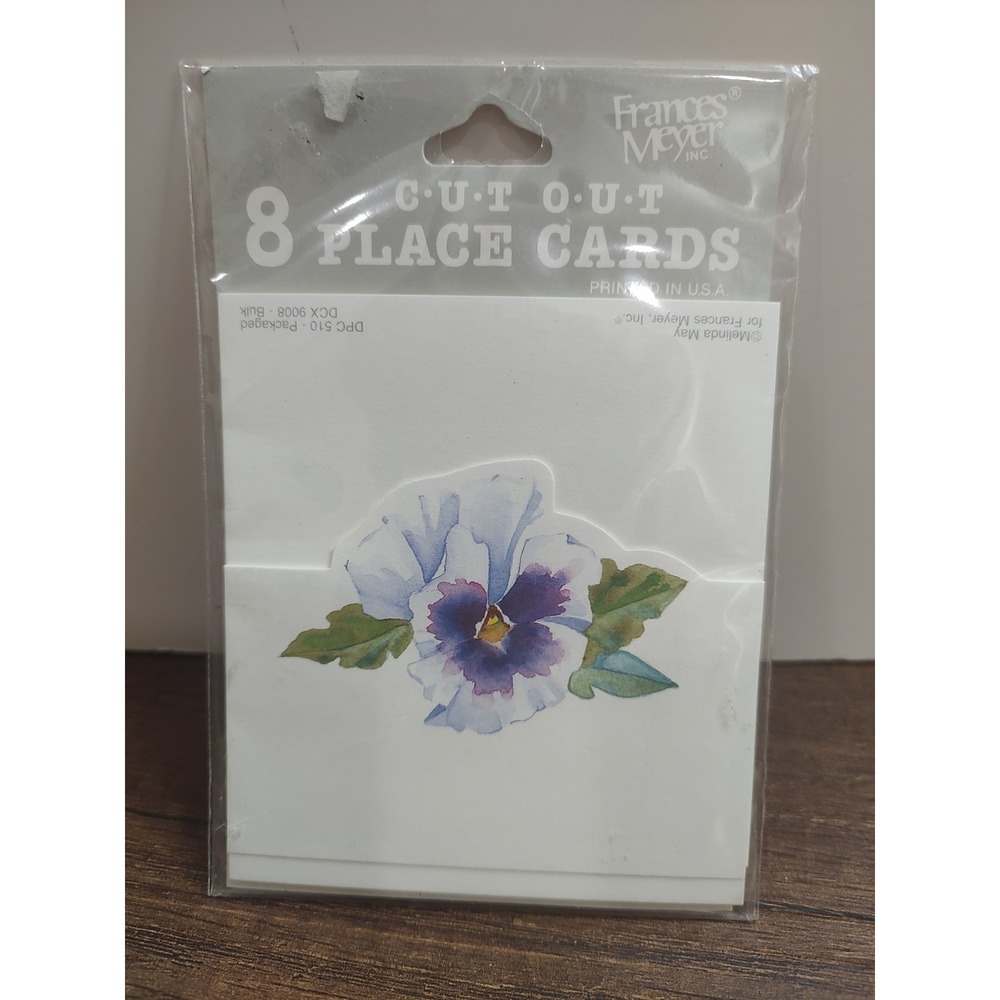 Frances Meyer Cut Out Place Cards 8 Count Pansy Design NOS
